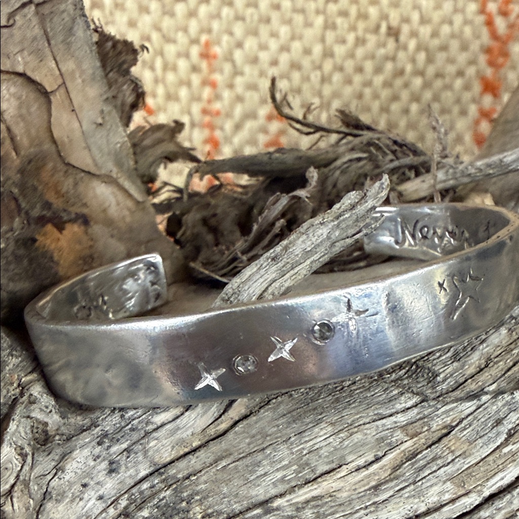 Jes Maharry Never Give Up One Of A Kind Sample Sterling Silver Cuff Bracelet 799$
